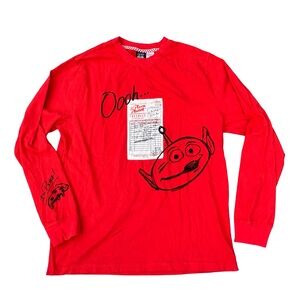 Disney Pixar Toy Story Pizza Planet Alien Red Long Sleeve Shirt Adult Medium